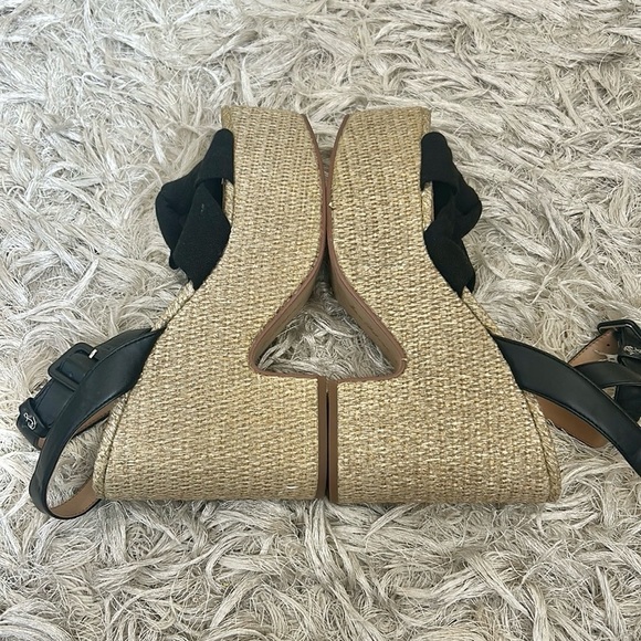 NWOB Sam Edelman Theresa Platform Block Heel Sandals in Black Linen size 9.5 - Picture 12 of 15